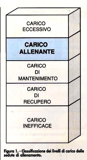 Livelli di carico di una seduta: eccessivo, allenante, di mantenimento, di recupero, inefficace.